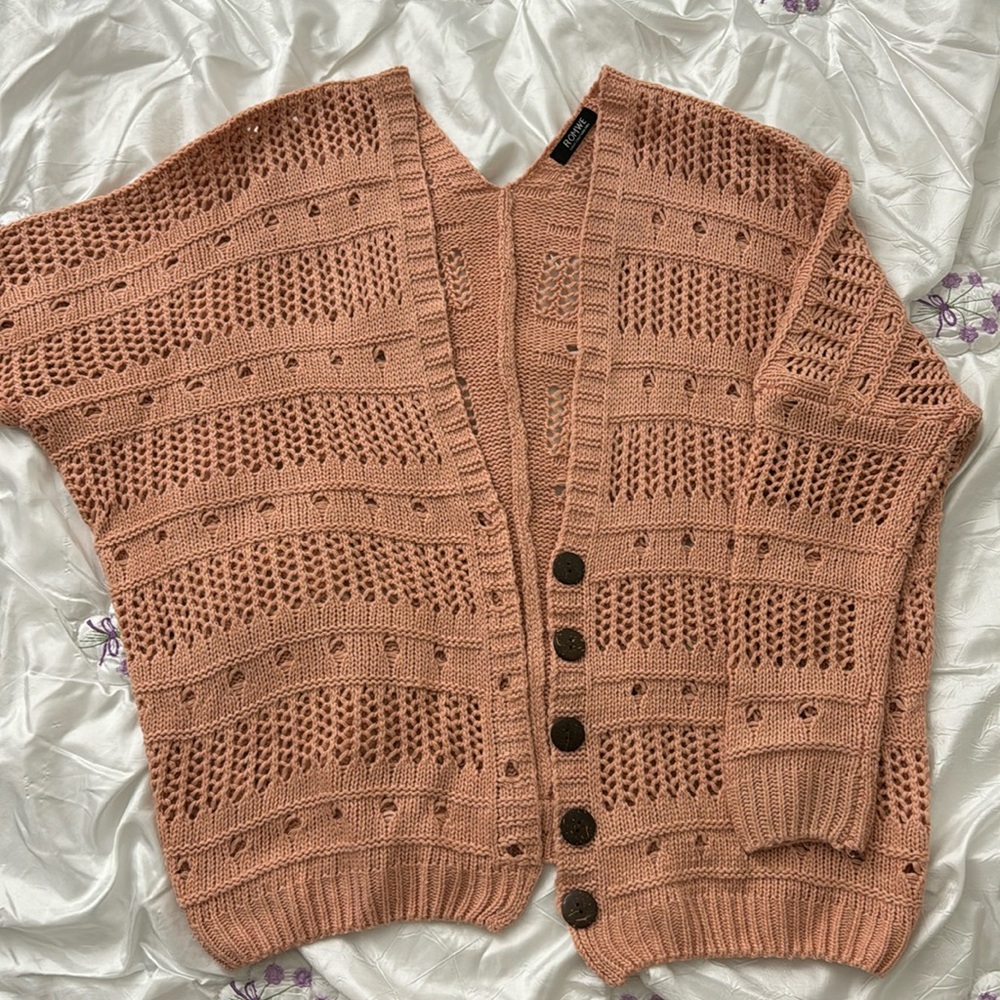 Romwe pink knit cardigan